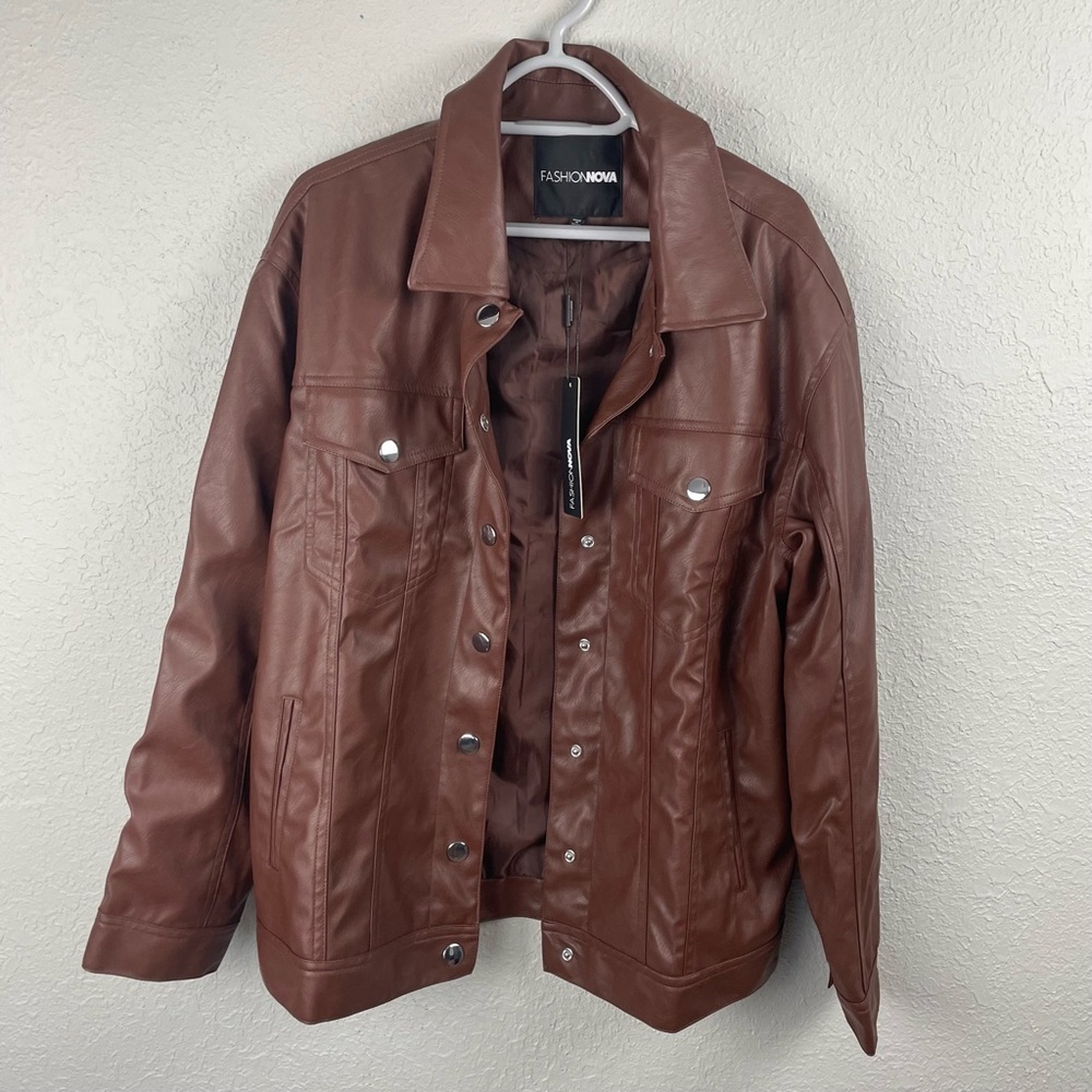 Chocolate Faux‎ Leather jacket